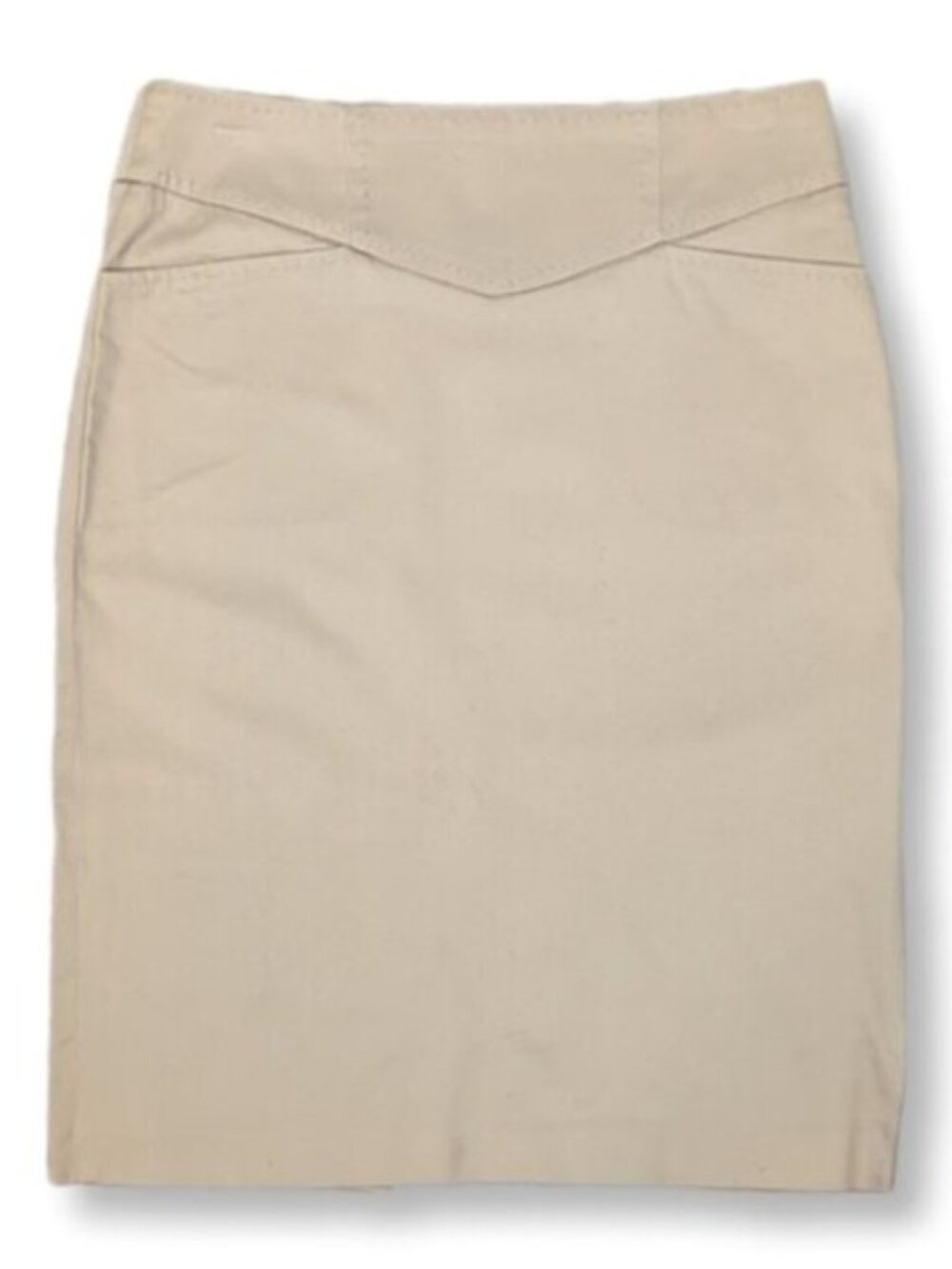 Le Chateau Khaki Pencil Skirt Button Slit Pockets Stretch Vintage Y2K Neutral